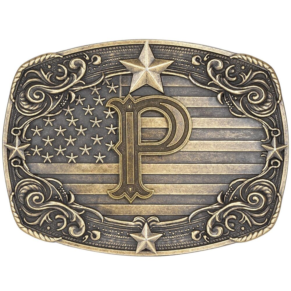 6648 Western Belt Buckle Vintage Initial Letter P Cowboy Belt Buckle Texas